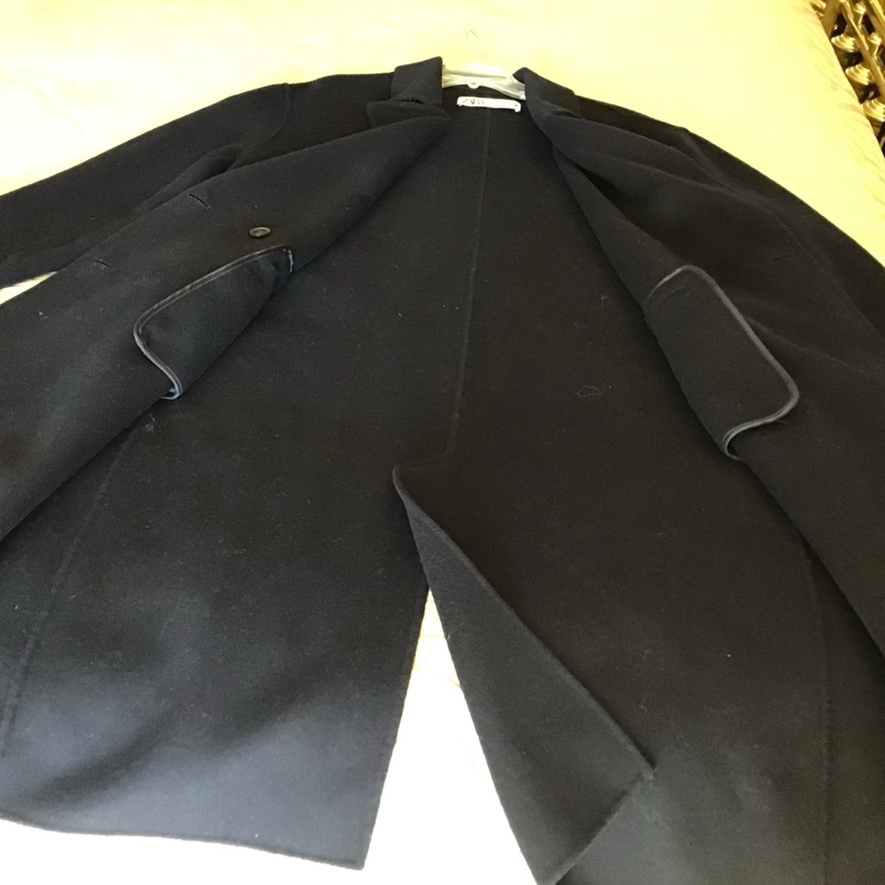 Zara Dark Navy Blue Coat with Gold Accents - Picture 8 of 11